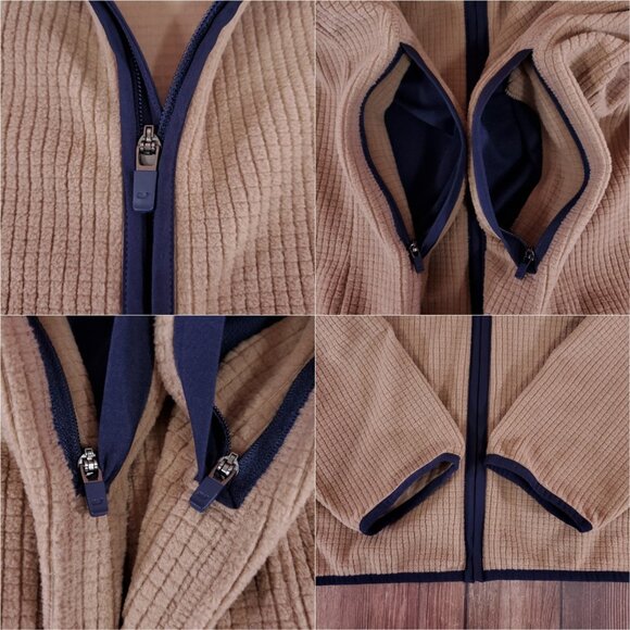 Vineyard Vines Mens Size Large Grid Fleece Full Zip Jacket Brown Whale Warm - Picture 8 of 14